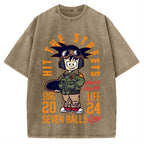 Japanese Anime Seven Balls Vintage Washed T-shirt