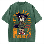 Japanese Anime Seven Balls Vintage Washed T-shirt