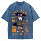 Japanese Anime Seven Balls Vintage Washed T-shirt