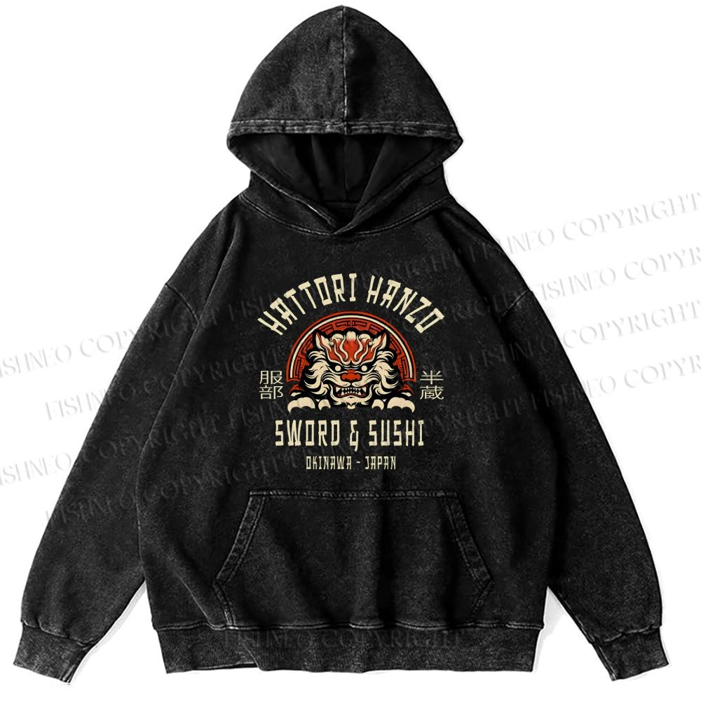 Unisex Casual Hattori Hanzo Printed Washed Hoodie