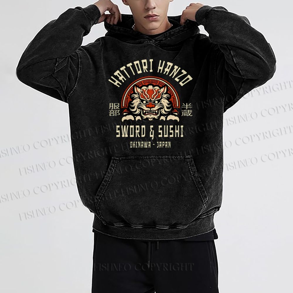 Unisex Casual Hattori Hanzo Printed Washed Hoodie