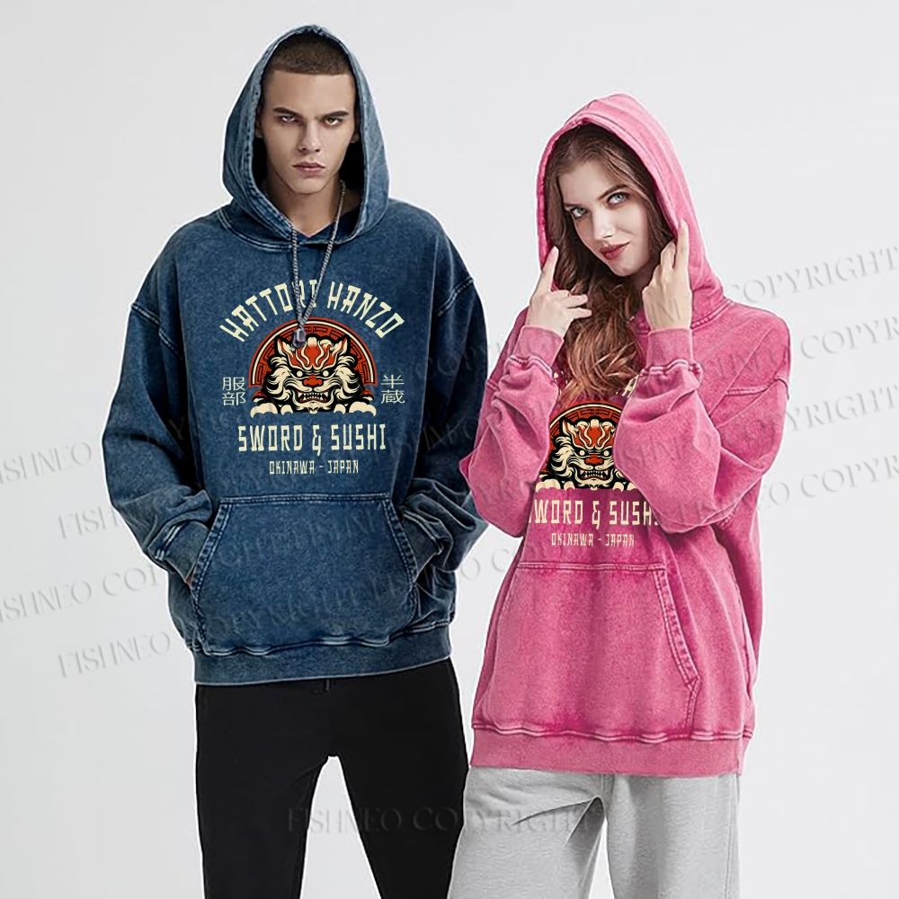Unisex Casual Hattori Hanzo Printed Washed Hoodie