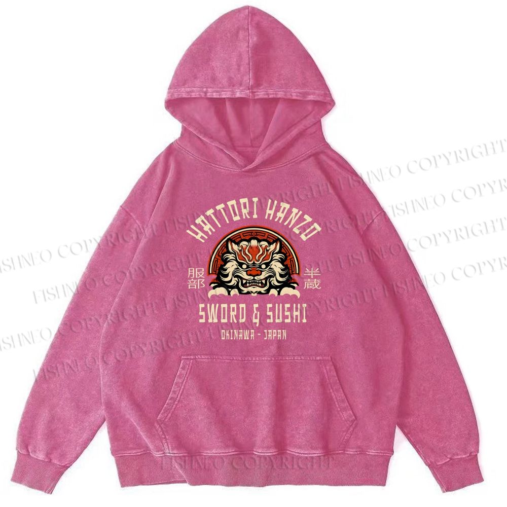 Unisex Casual Hattori Hanzo Printed Washed Hoodie