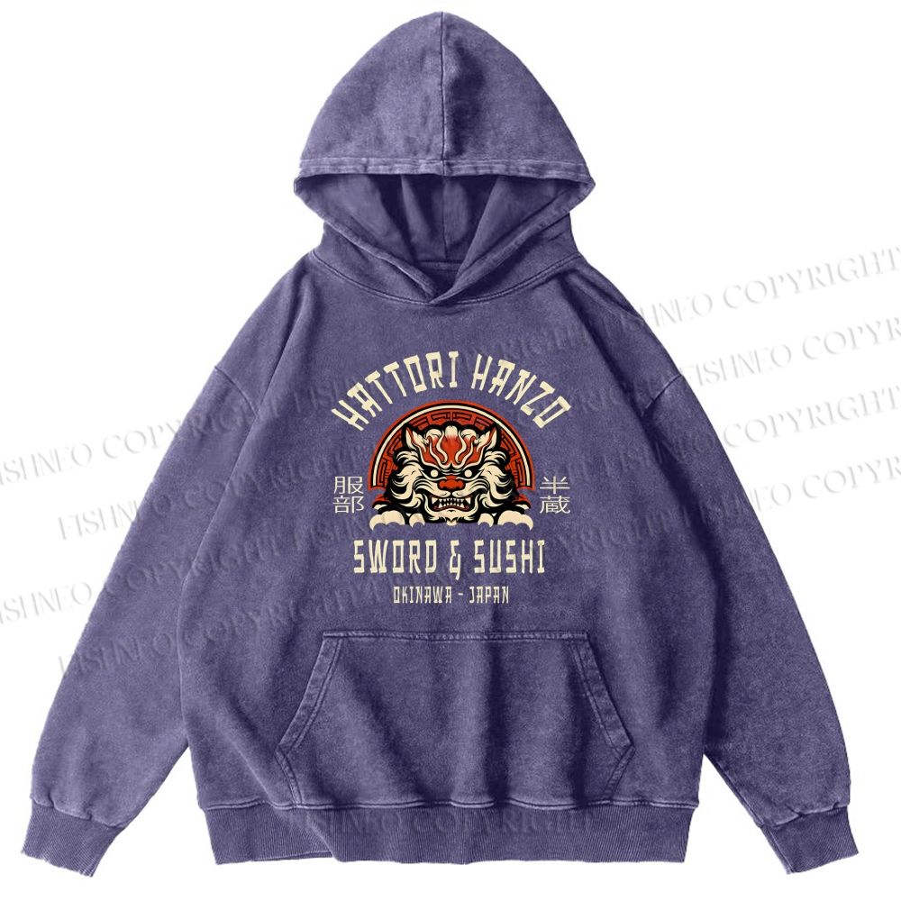 Unisex Casual Hattori Hanzo Printed Washed Hoodie