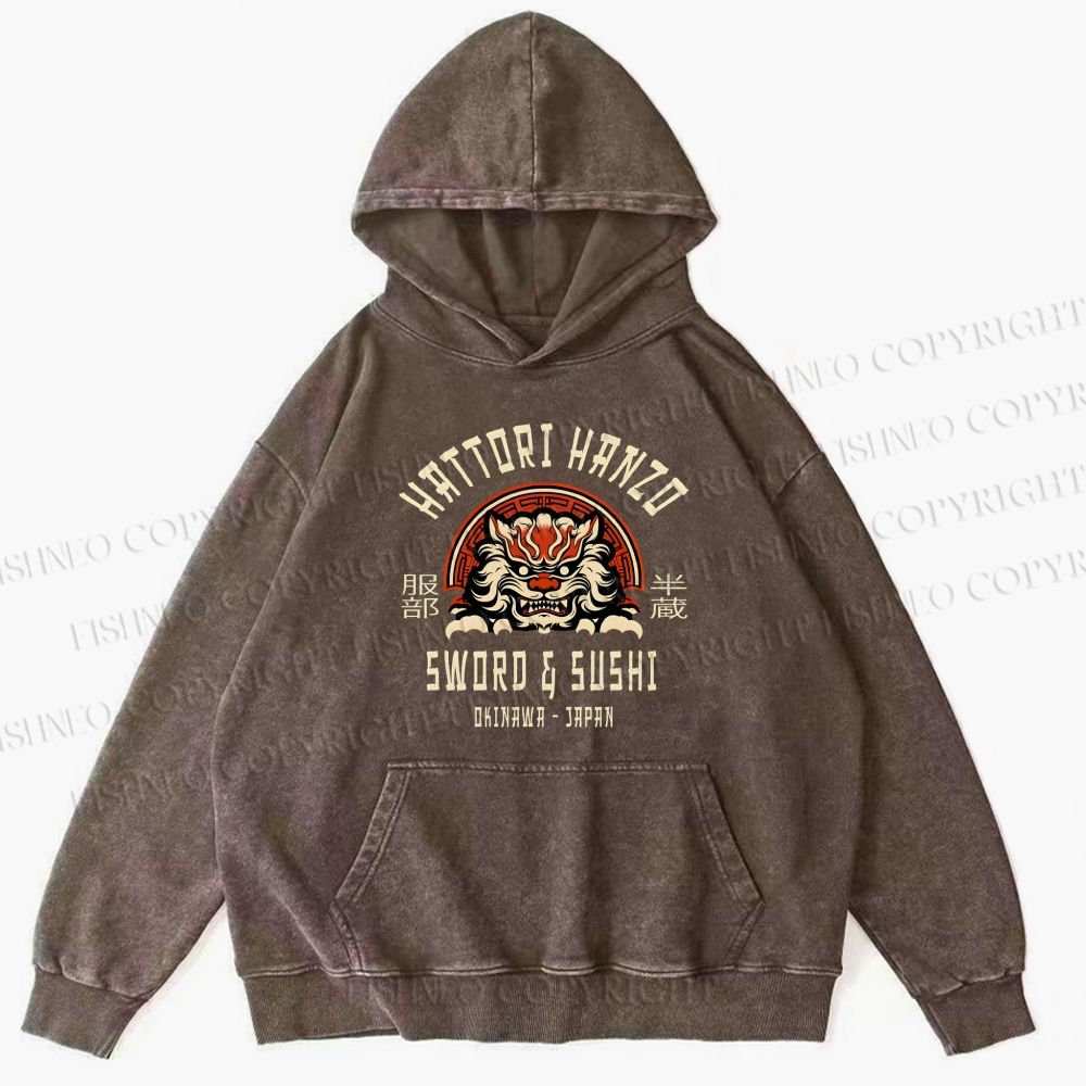 Unisex Casual Hattori Hanzo Printed Washed Hoodie