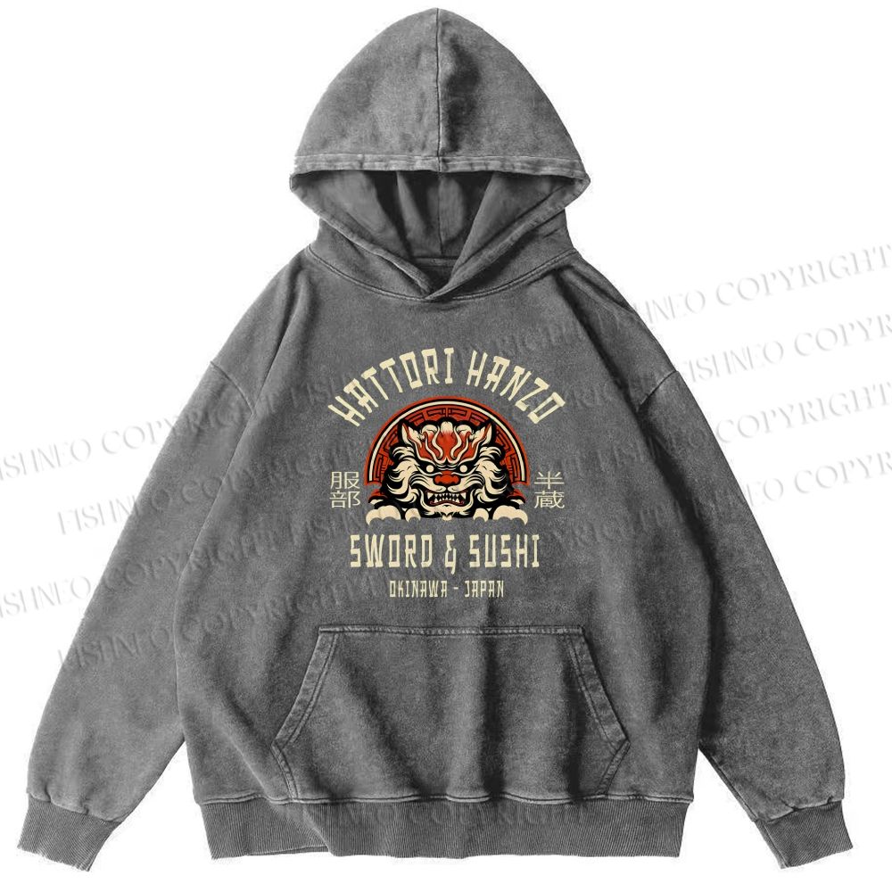 Unisex Casual Hattori Hanzo Printed Washed Hoodie