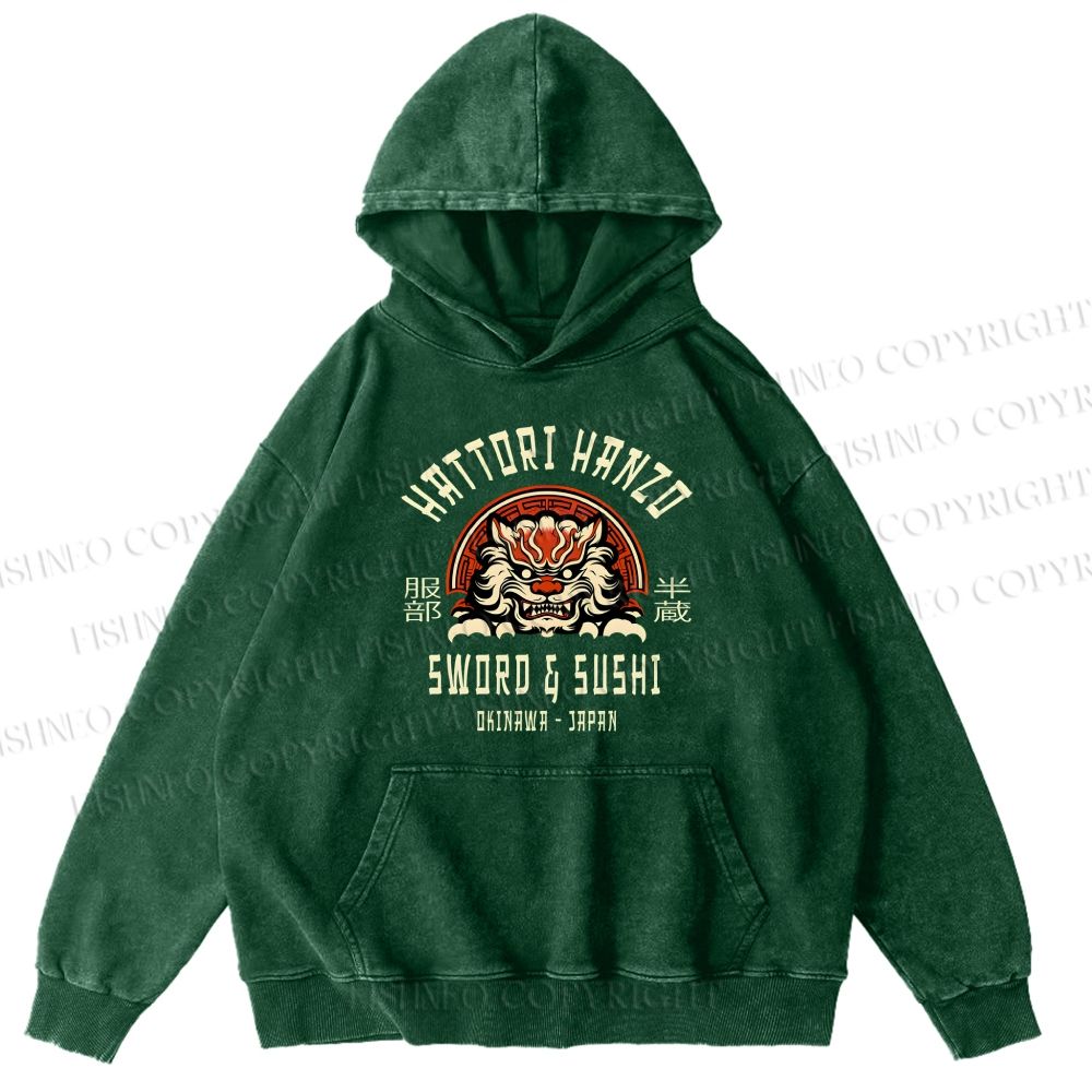 Unisex Casual Hattori Hanzo Printed Washed Hoodie