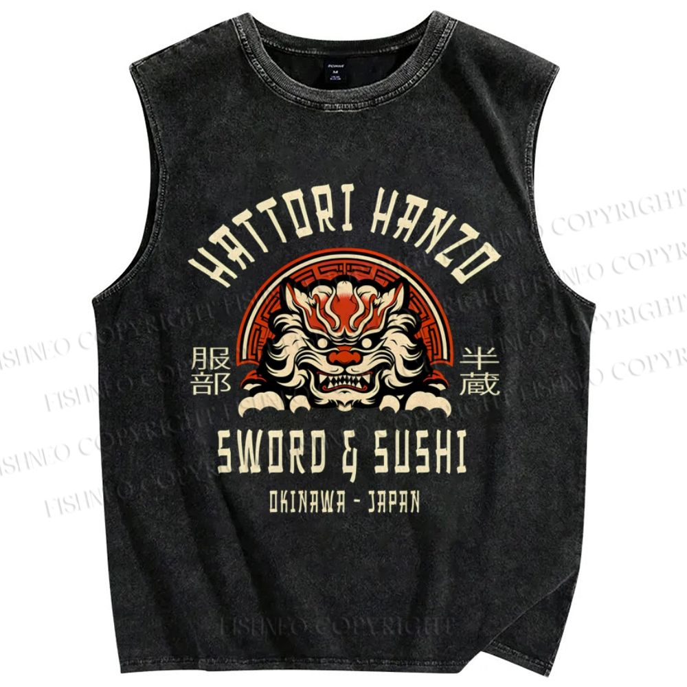 Unisex Hattori Hanzo Printed Washed Tank Top