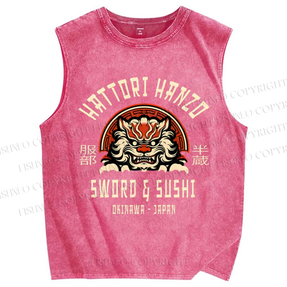 Unisex Hattori Hanzo Printed Washed Tank Top