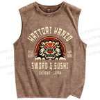 Unisex Hattori Hanzo Printed Washed Tank Top