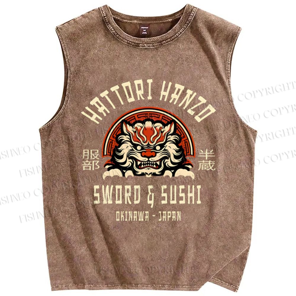 Unisex Hattori Hanzo Printed Washed Tank Top