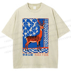 Unisex Nara Deer Printed Washed Tee