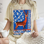 Unisex Nara Deer Printed Washed Tee
