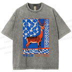 Unisex Nara Deer Printed Washed Tee