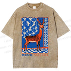 Unisex Nara Deer Printed Washed Tee