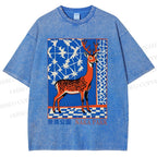 Unisex Nara Deer Printed Washed Tee