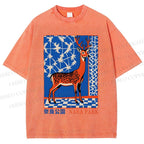 Unisex Nara Deer Printed Washed Tee