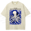 Unisex Japanese Octopus Printed Washed Tee
