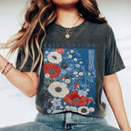 Unisex Yayoi Kusama Flowers Printed Washed Tee