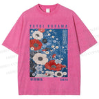 Unisex Yayoi Kusama Flowers Printed Washed Tee