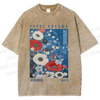 Unisex Yayoi Kusama Flowers Printed Washed Tee