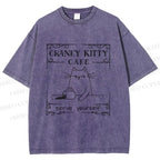 Unisex Coffee Cats Printed Washed Tee