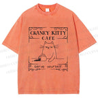 Unisex Coffee Cats Printed Washed Tee