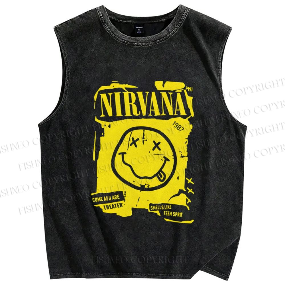 Unisex Nirvana Printed Washed Tank Top