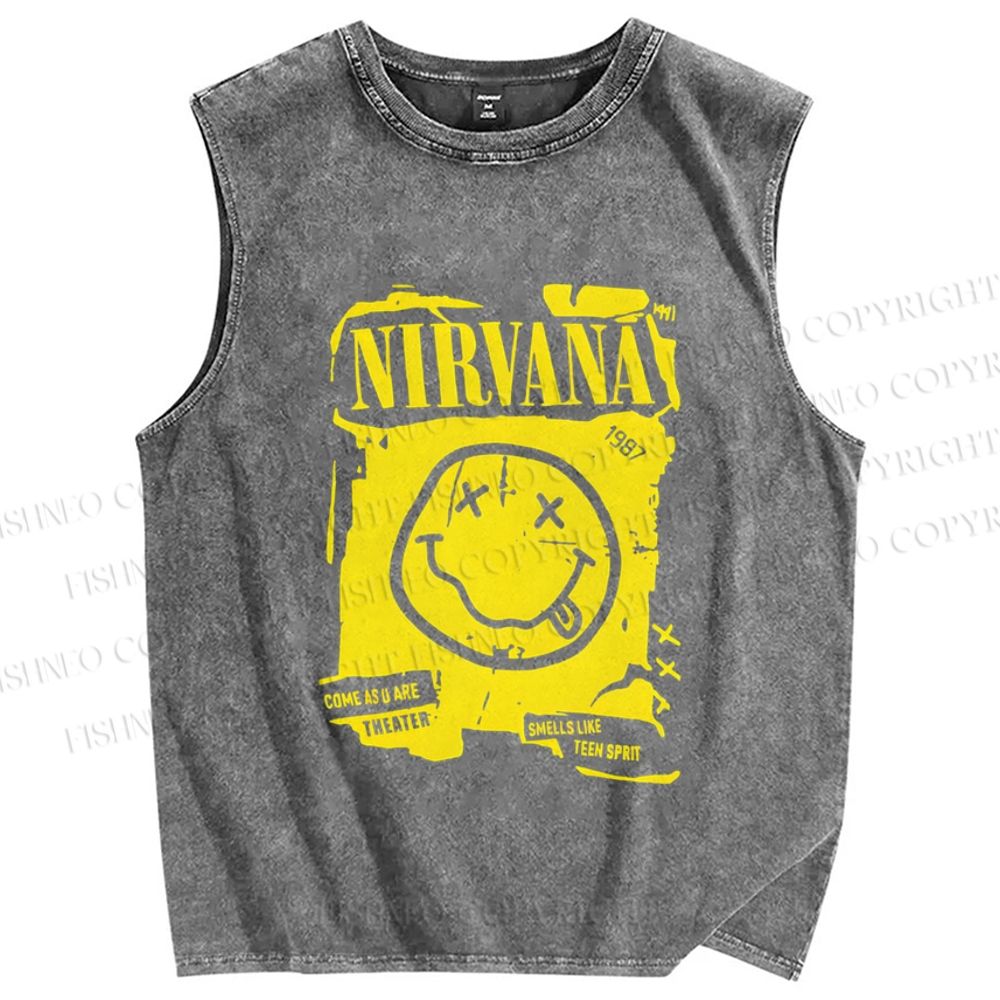 Unisex Nirvana Printed Washed Tank Top