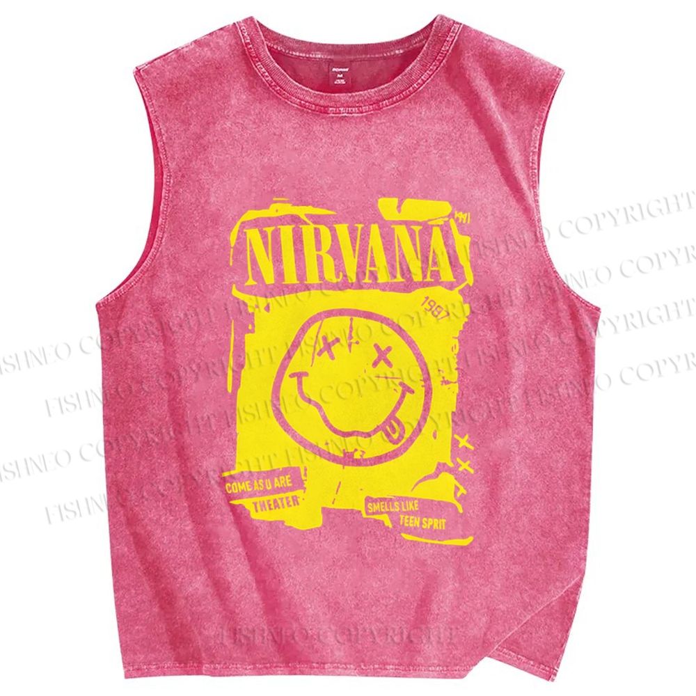 Unisex Nirvana Printed Washed Tank Top