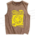 Unisex Nirvana Printed Washed Tank Top