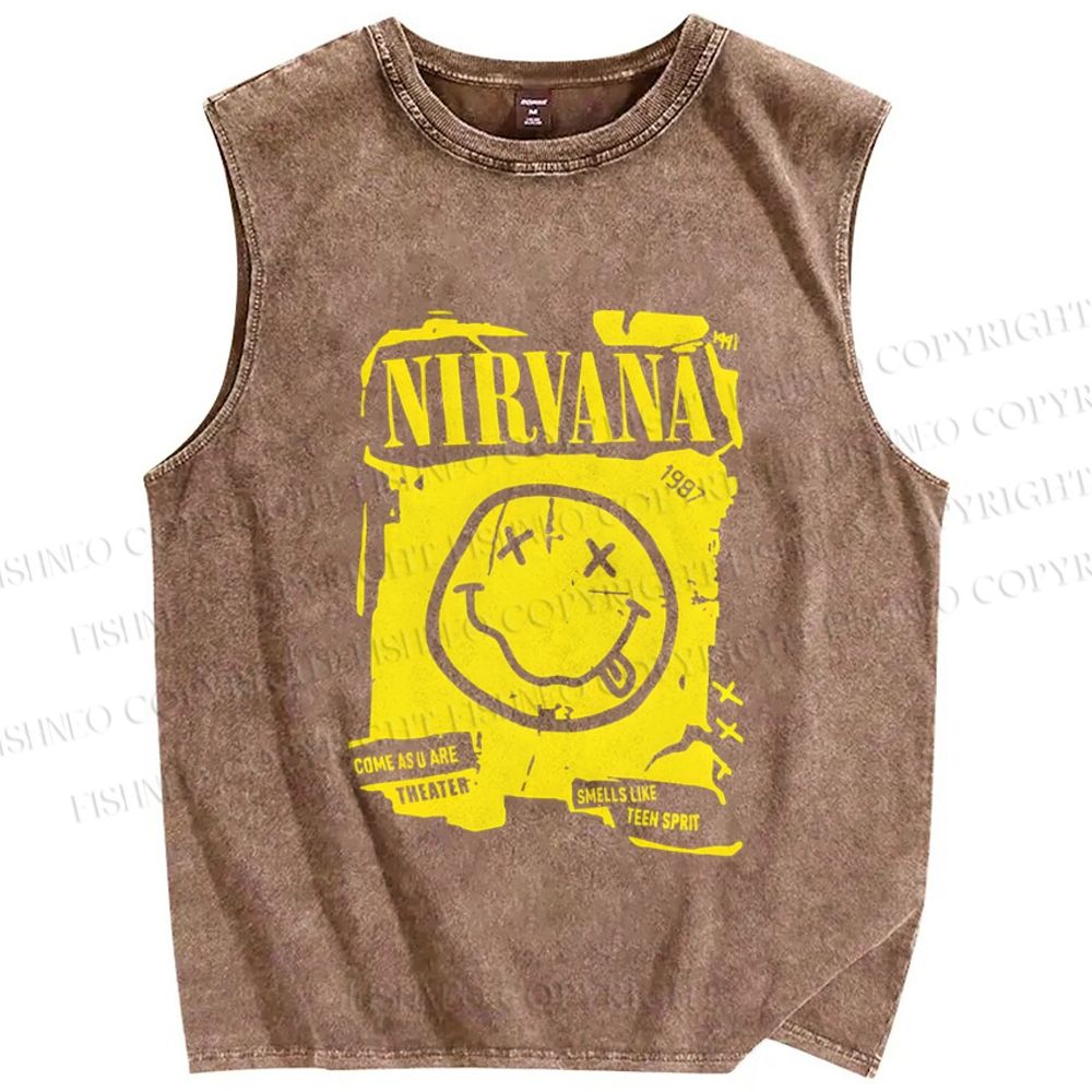 Unisex Nirvana Printed Washed Tank Top