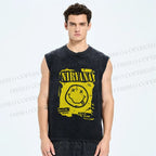 Unisex Nirvana Printed Washed Tank Top