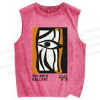 Unisex Art Geometric Face Printed Washed Tank Top