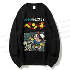 Unisex Vintage Japanese Graffiti Printed Sweatshirt
