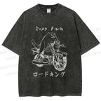 Unisex Weird Cat Road King Printed Washed Tee