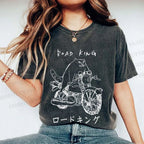 Unisex Weird Cat Road King Printed Washed Tee