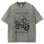 Unisex Weird Cat Road King Printed Washed Tee