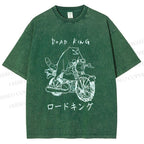 Unisex Weird Cat Road King Printed Washed Tee