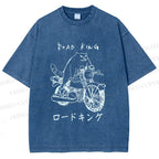 Unisex Weird Cat Road King Printed Washed Tee