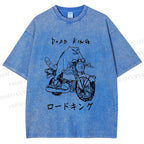 Unisex Weird Cat Road King Printed Washed Tee