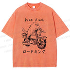 Unisex Weird Cat Road King Printed Washed Tee