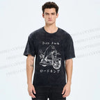 Unisex Weird Cat Road King Printed Washed Tee