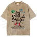 Unisex Funny Pig Printed Washed Tee