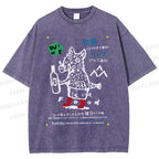 Unisex Funny Pig Printed Washed Tee