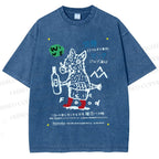 Unisex Funny Pig Printed Washed Tee