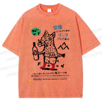 Unisex Funny Pig Printed Washed Tee