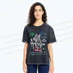Unisex Funny Pig Printed Washed Tee