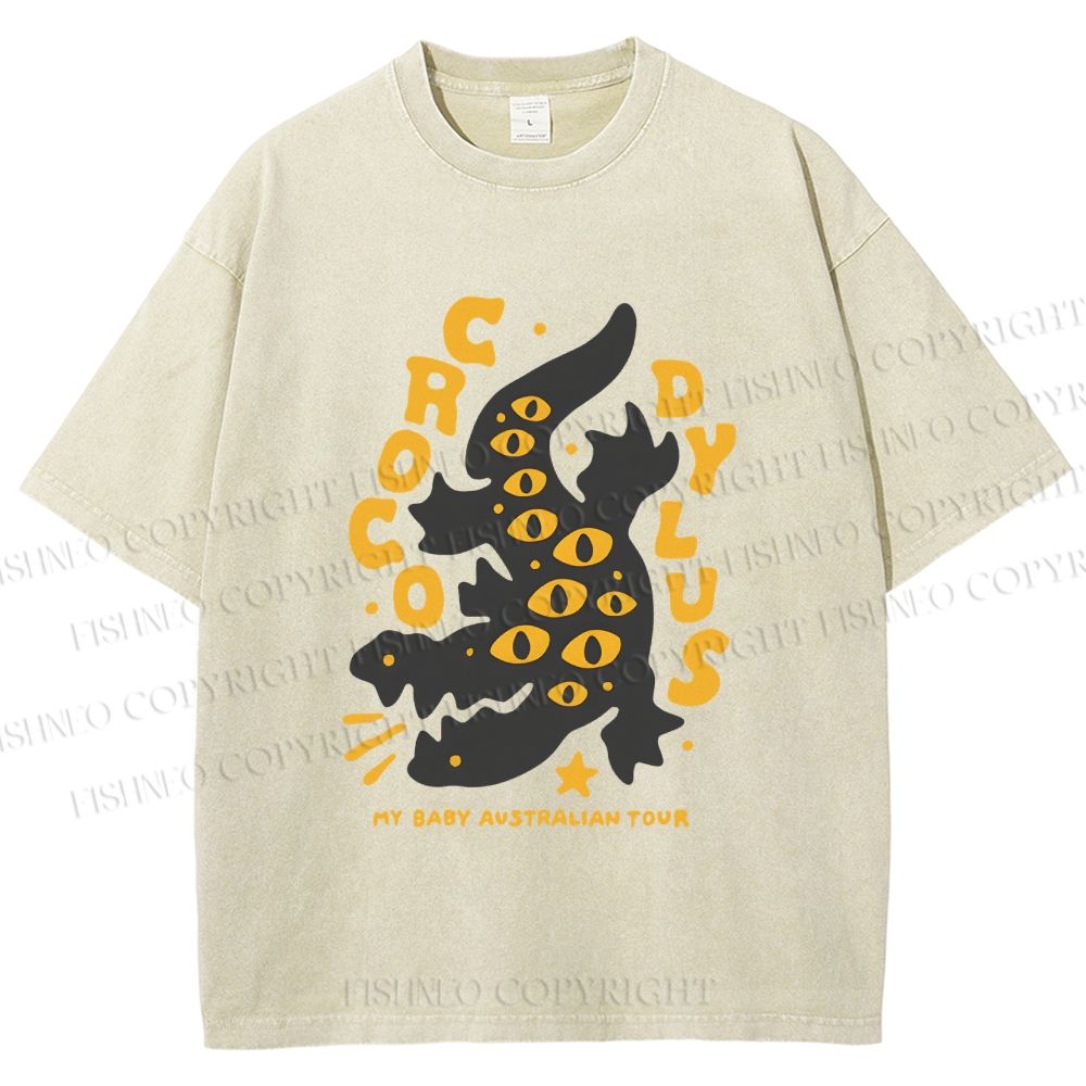 Unisex Funny Eye Monster Printed Washed Tee