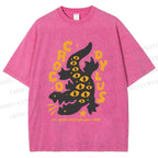Unisex Funny Eye Monster Printed Washed Tee
